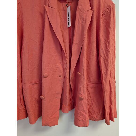 Steve Madden Baldwin Oversized Blazer Double Breasted Linen Blend Salmon XL NWT - Picture 8 of 11